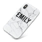 Black and White Personalised Marble Block Text iPhone X Bumper Case on Silver iPhone