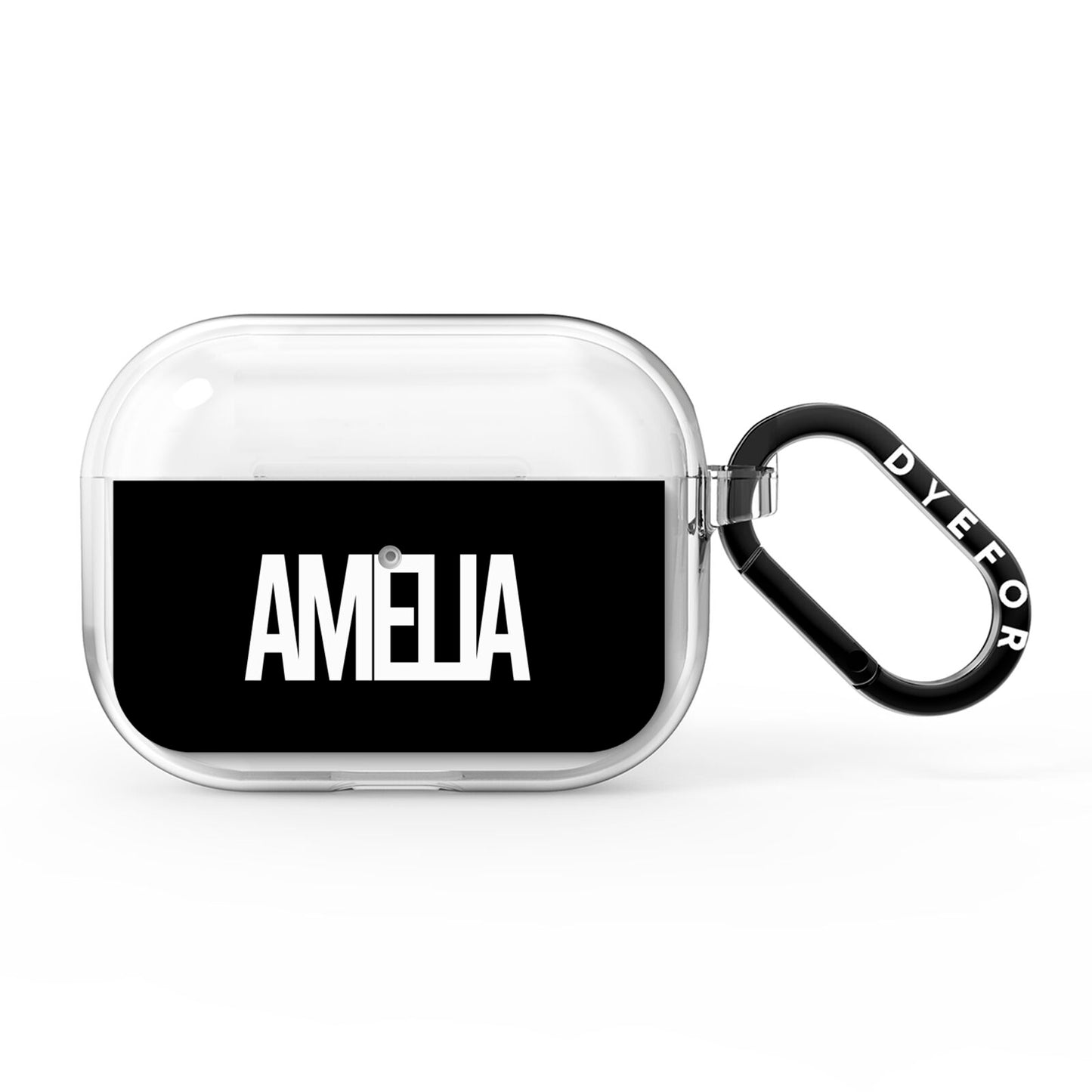 Black with Bold White Name AirPods Pro Clear Case