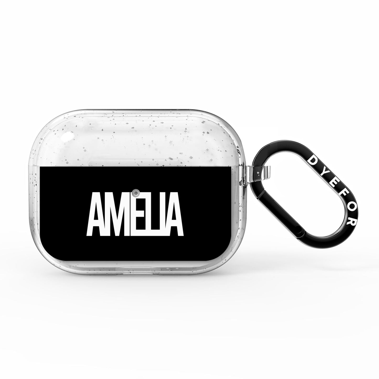 Black with Bold White Name AirPods Pro Glitter Case