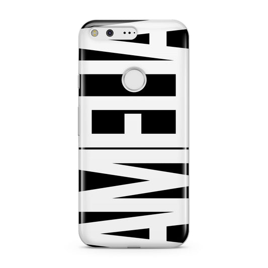 Black with Bold White Name Google Pixel Case