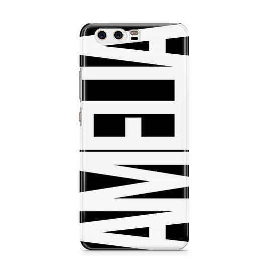 Black with Bold White Name Huawei P10 Phone Case