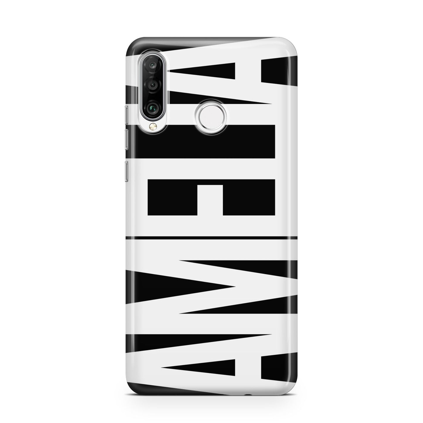 Black with Bold White Name Huawei P30 Lite Phone Case