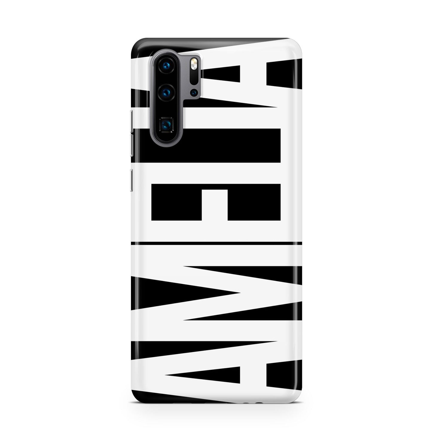 Black with Bold White Name Huawei P30 Pro Phone Case