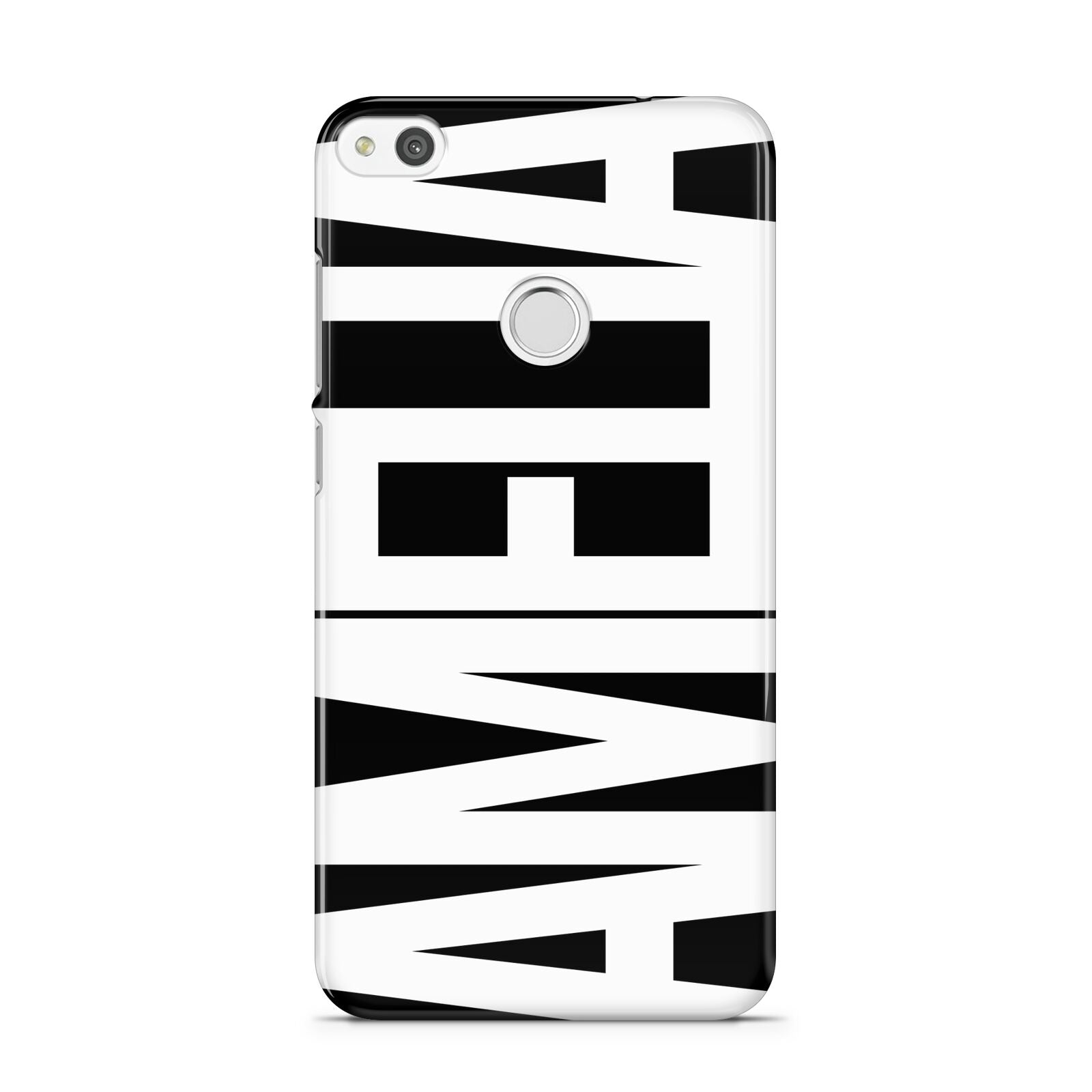 Black with Bold White Name Huawei P8 Lite Case