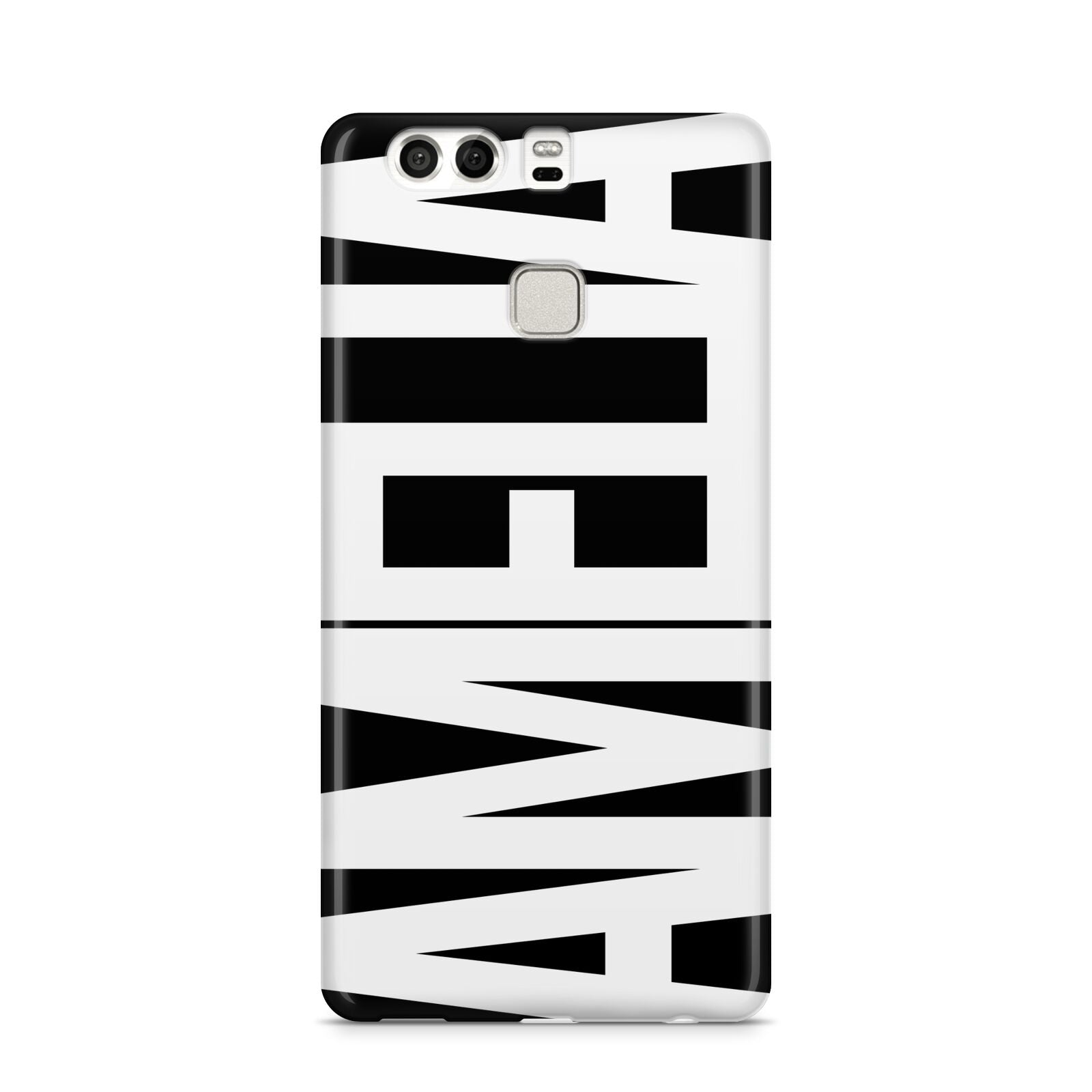 Black with Bold White Name Huawei P9 Case