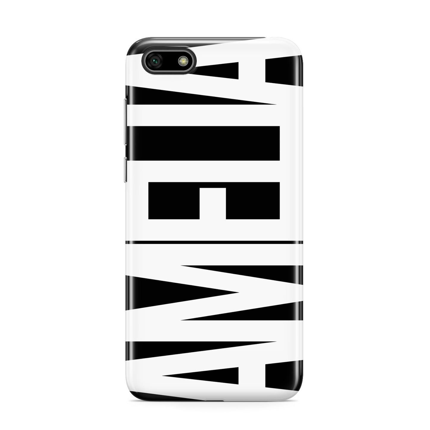 Black with Bold White Name Huawei Y5 Prime 2018 Phone Case