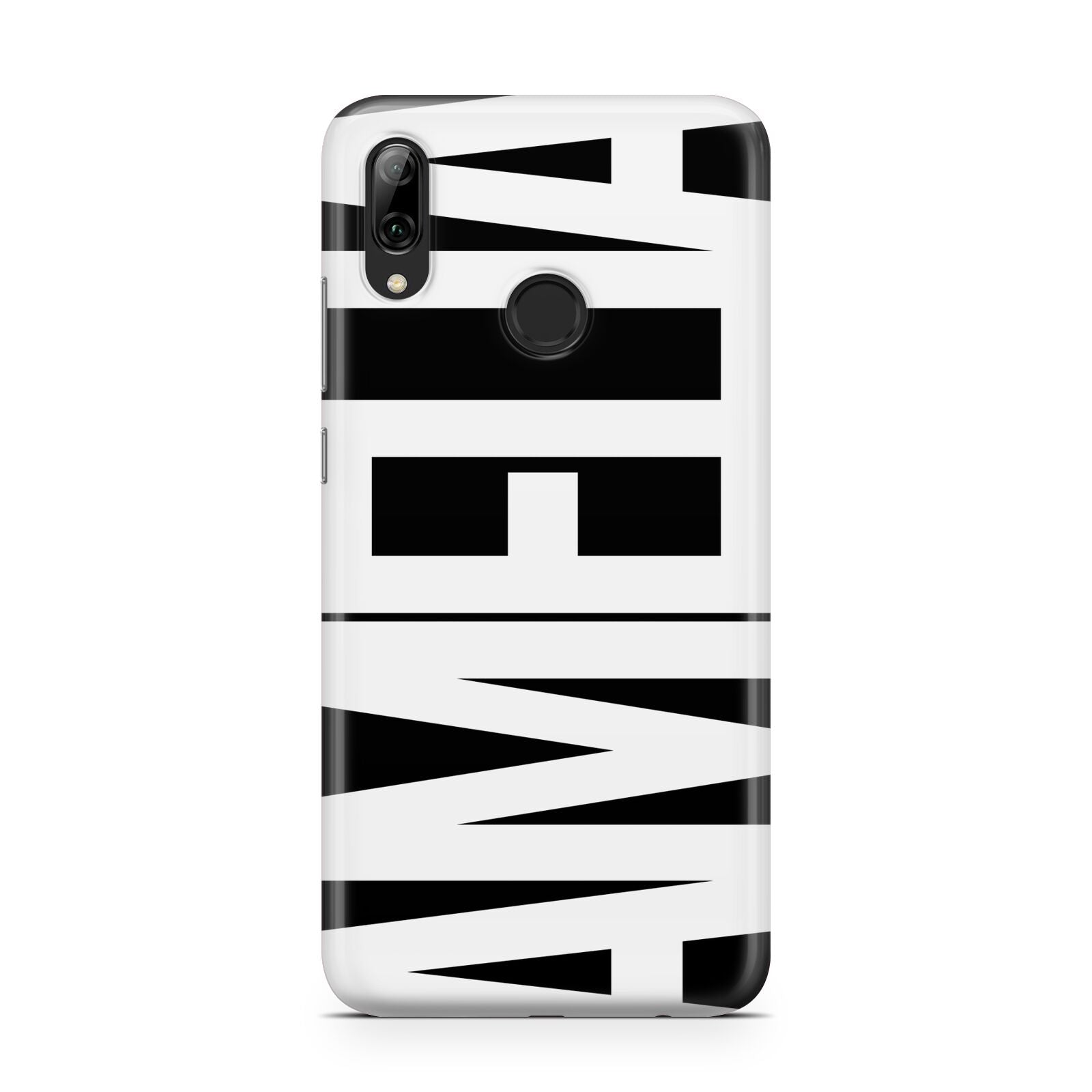 Black with Bold White Name Huawei Y7 2019