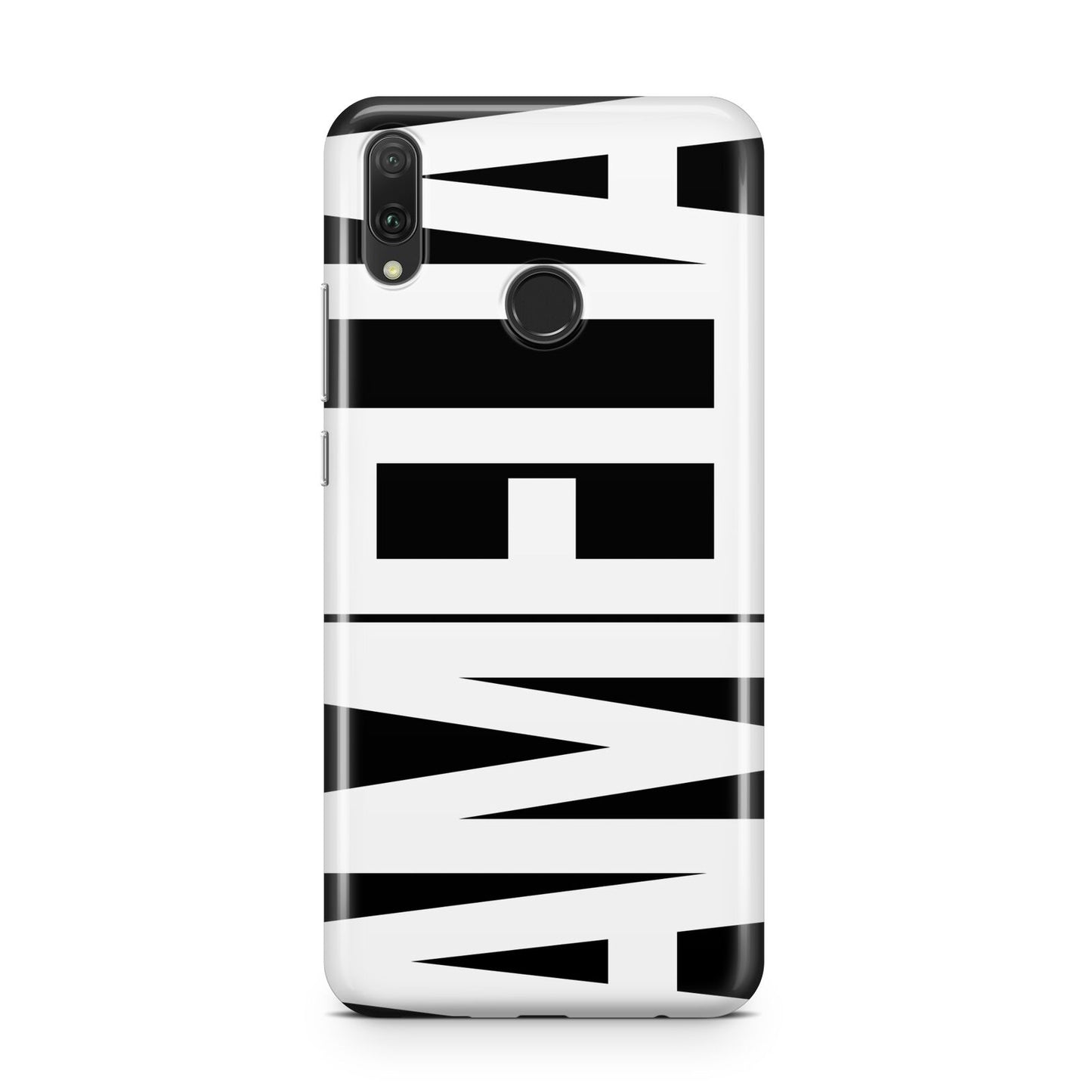 Black with Bold White Name Huawei Y9 2019