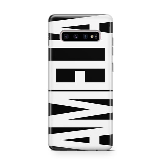 Black with Bold White Name Protective Samsung Galaxy Case