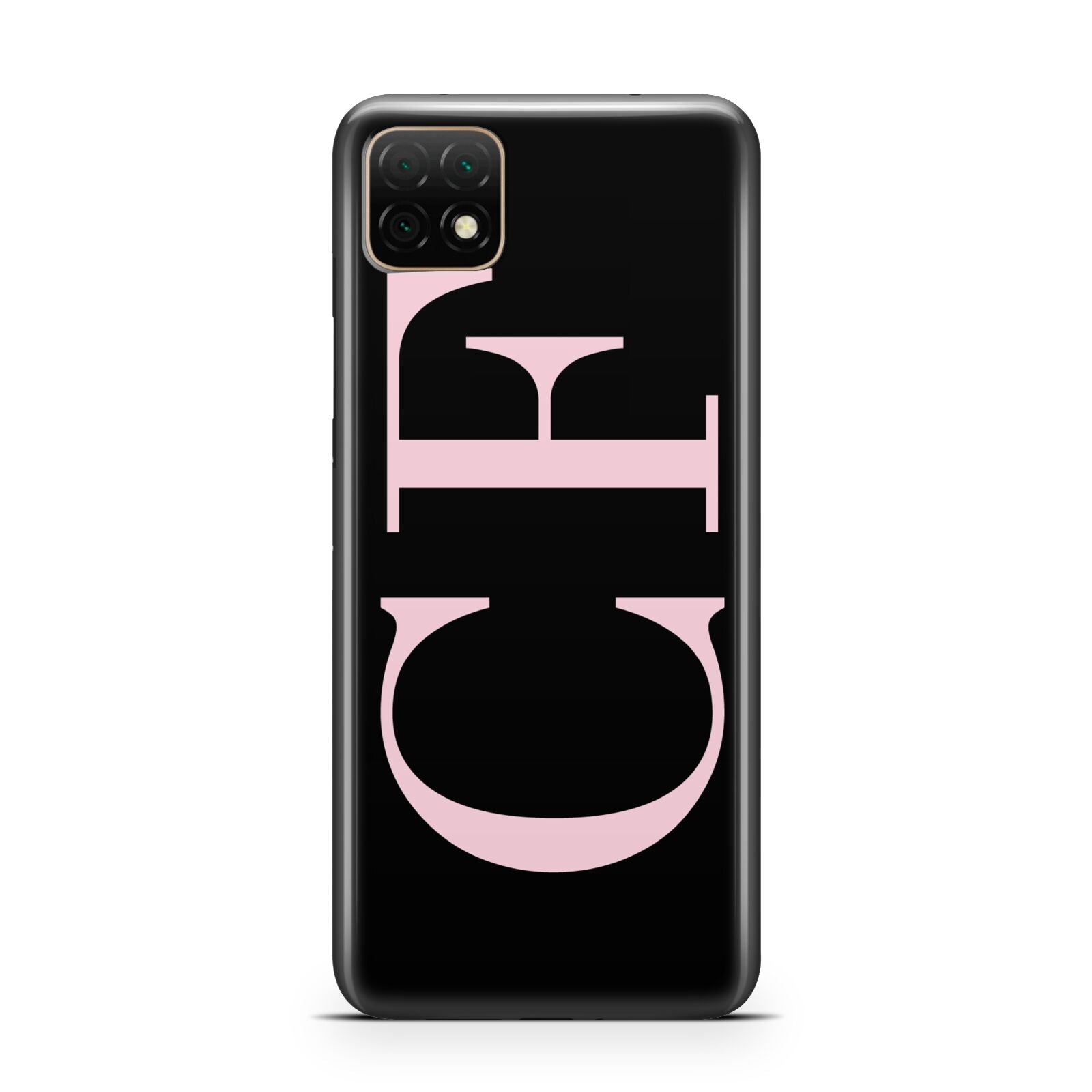 Black with Large Pink Initials Personalised Huawei Enjoy 20 Phone Case