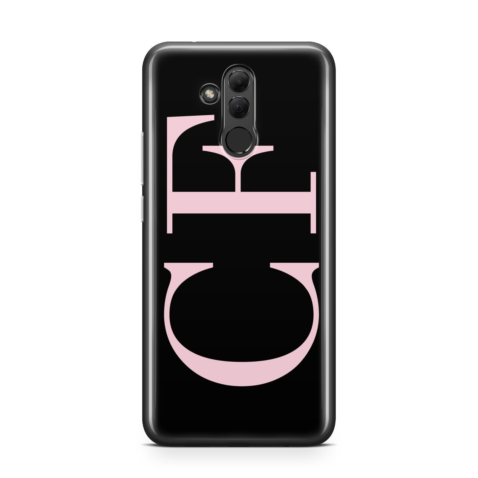 Black with Large Pink Initials Personalised Huawei Mate 20 Lite