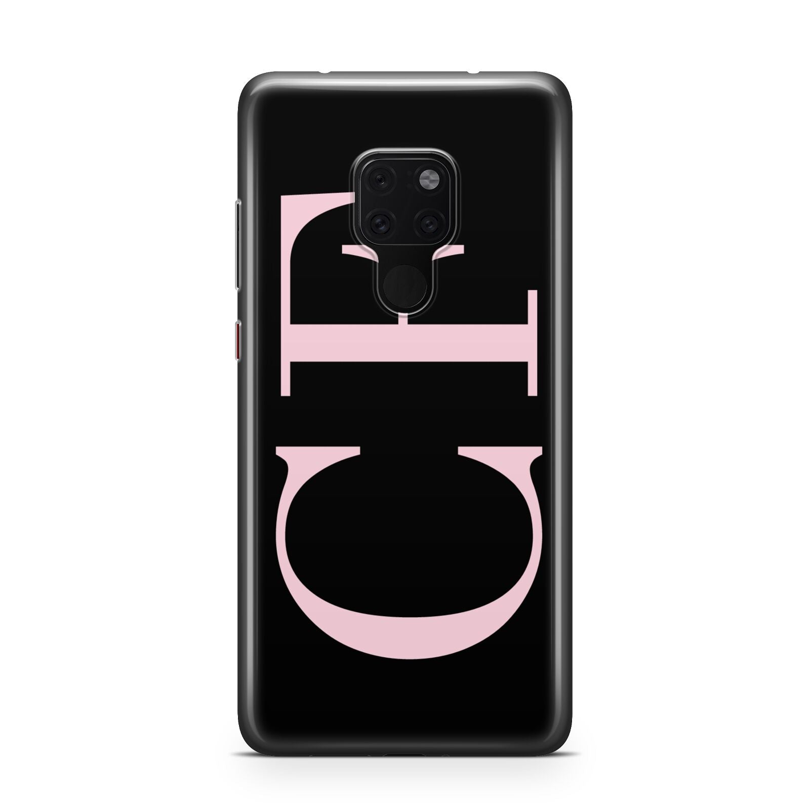 Black with Large Pink Initials Personalised Huawei Mate 20 Phone Case