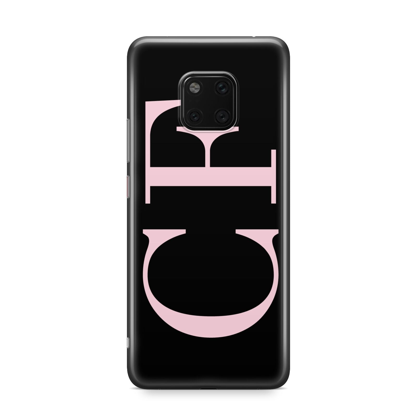 Black with Large Pink Initials Personalised Huawei Mate 20 Pro Phone Case