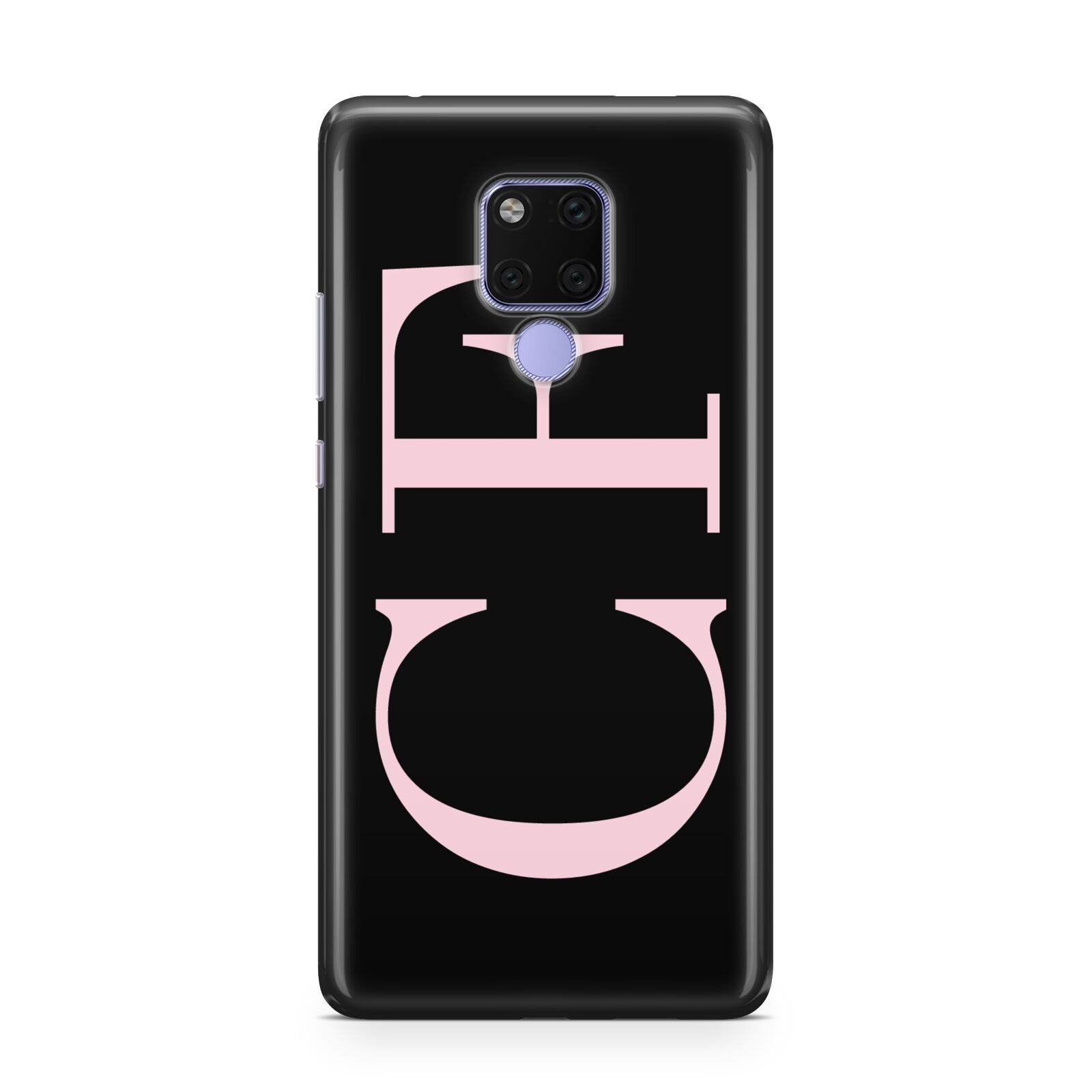Black with Large Pink Initials Personalised Huawei Mate 20X Phone Case
