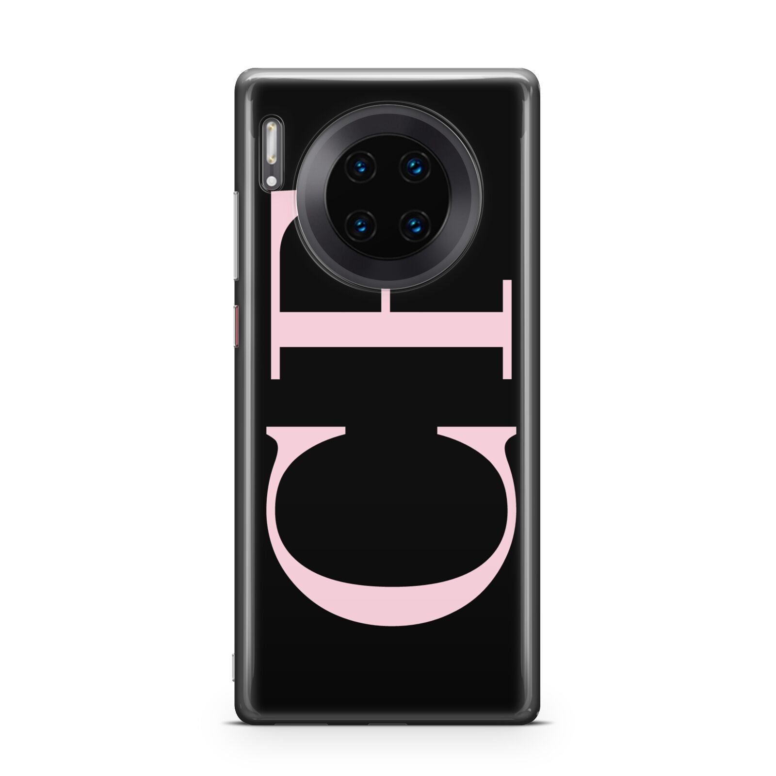 Black with Large Pink Initials Personalised Huawei Mate 30 Pro Phone Case