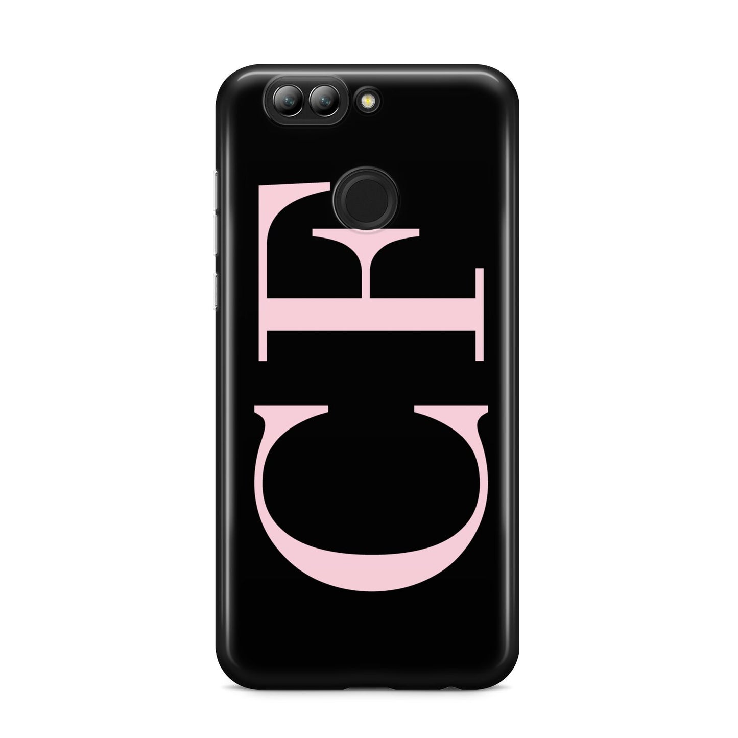 Black with Large Pink Initials Personalised Huawei Nova 2s Phone Case