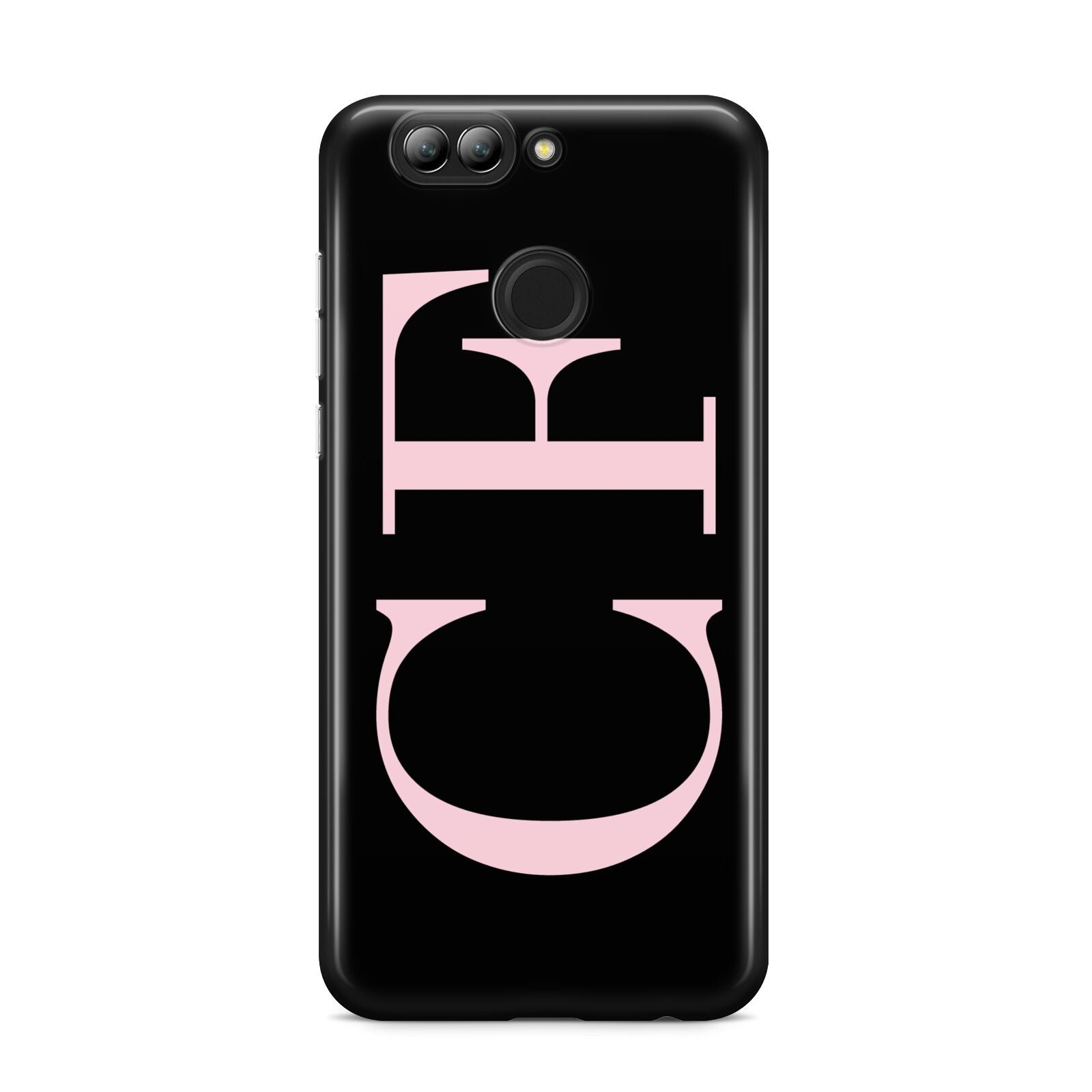 Black with Large Pink Initials Personalised Huawei Nova 2s Phone Case