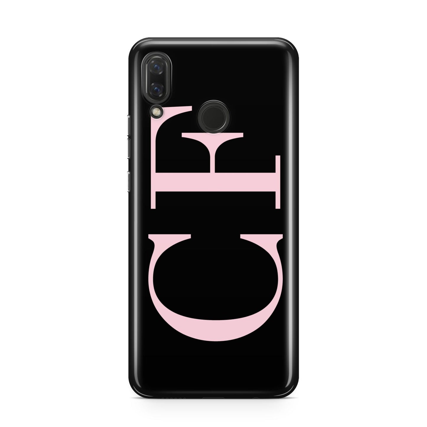 Black with Large Pink Initials Personalised Huawei Nova 3 Phone Case