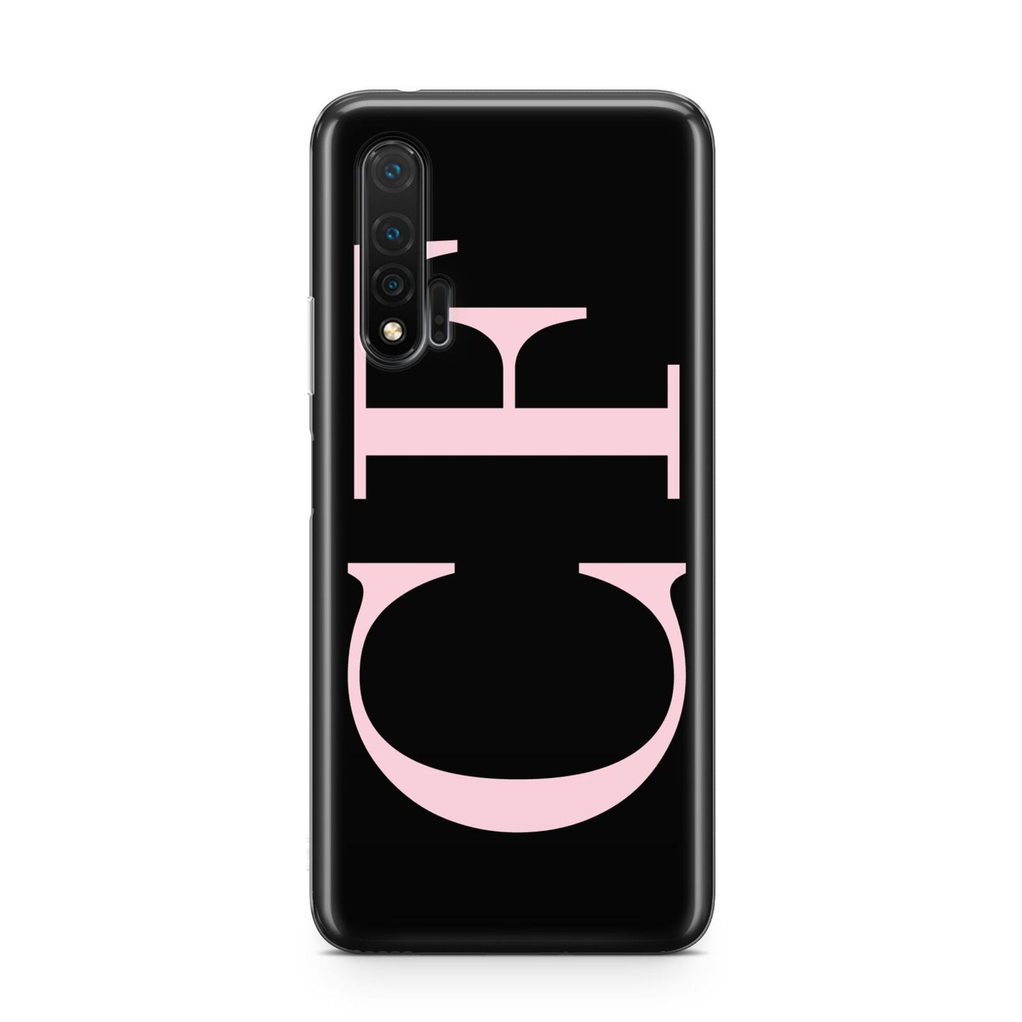 Black with Large Pink Initials Personalised Huawei Nova 6 Phone Case