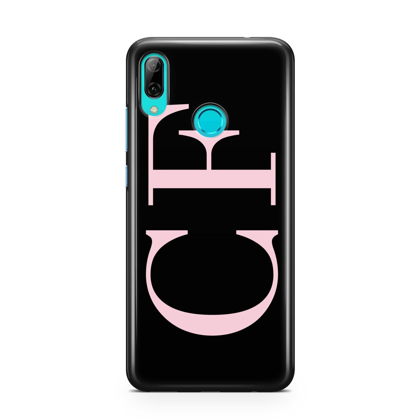 Black with Large Pink Initials Personalised Huawei P Smart 2019 Case