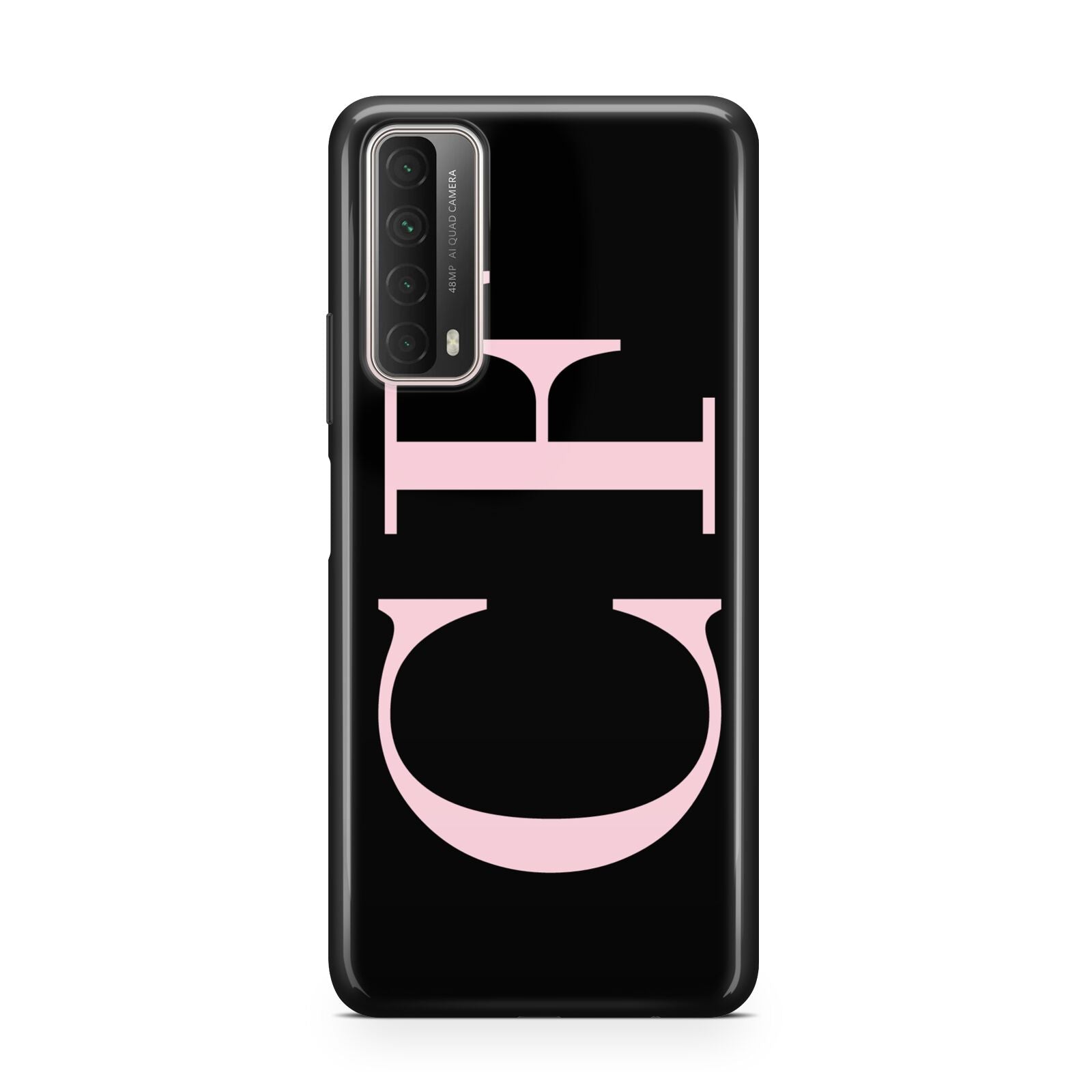 Black with Large Pink Initials Personalised Huawei P Smart 2021