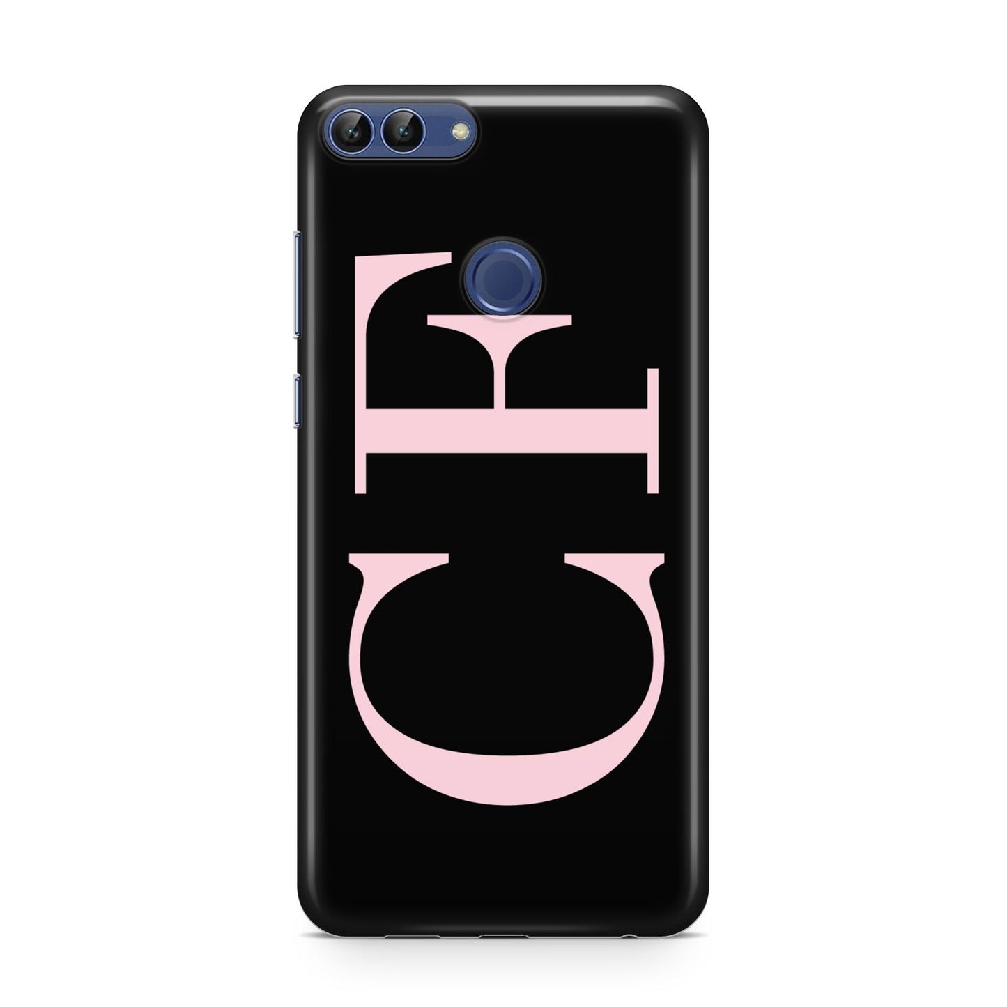 Black with Large Pink Initials Personalised Huawei P Smart Case