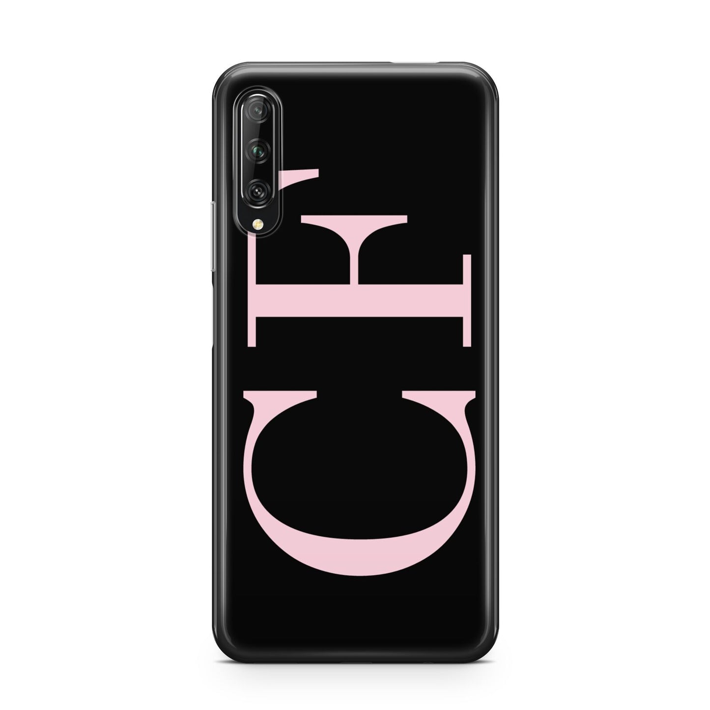 Black with Large Pink Initials Personalised Huawei P Smart Pro 2019