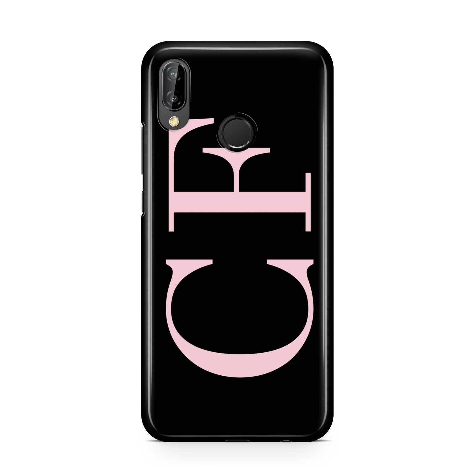 Black with Large Pink Initials Personalised Huawei P20 Lite Phone Case