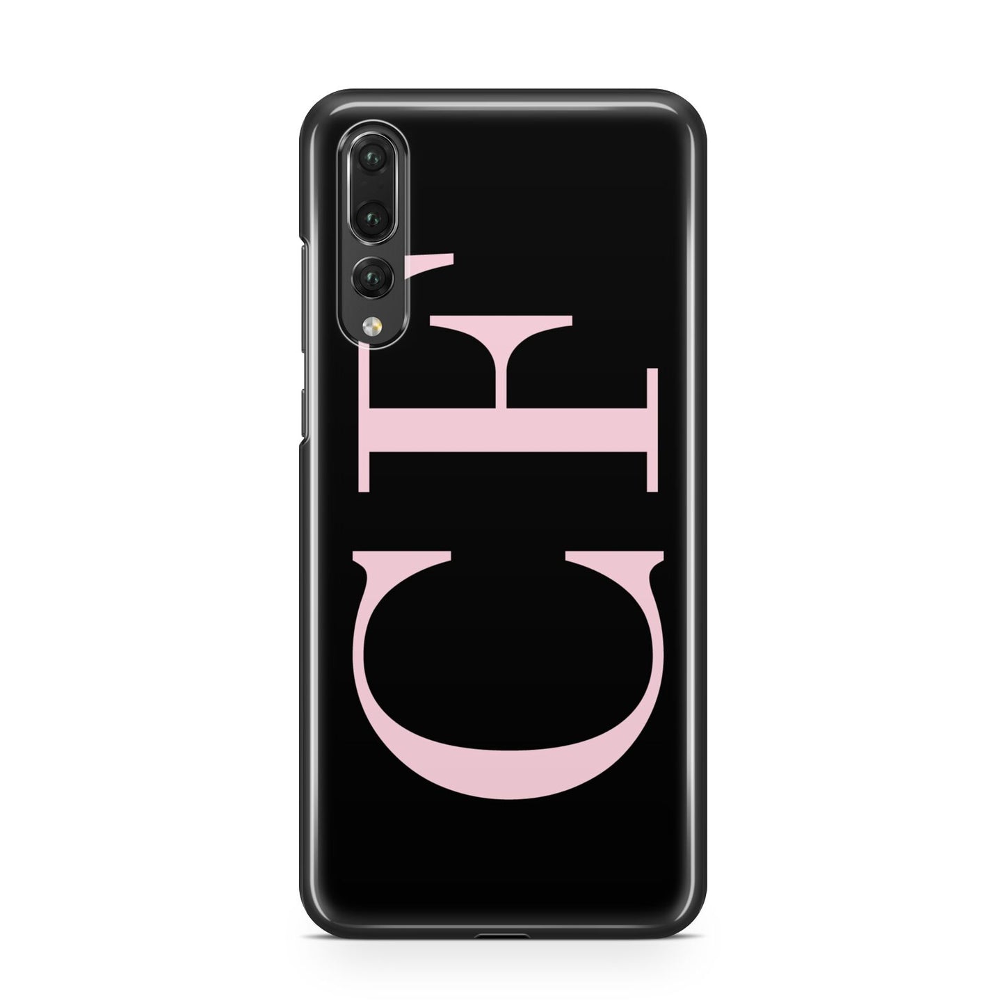 Black with Large Pink Initials Personalised Huawei P20 Pro Phone Case