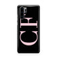 Black with Large Pink Initials Personalised Huawei P30 Pro Phone Case