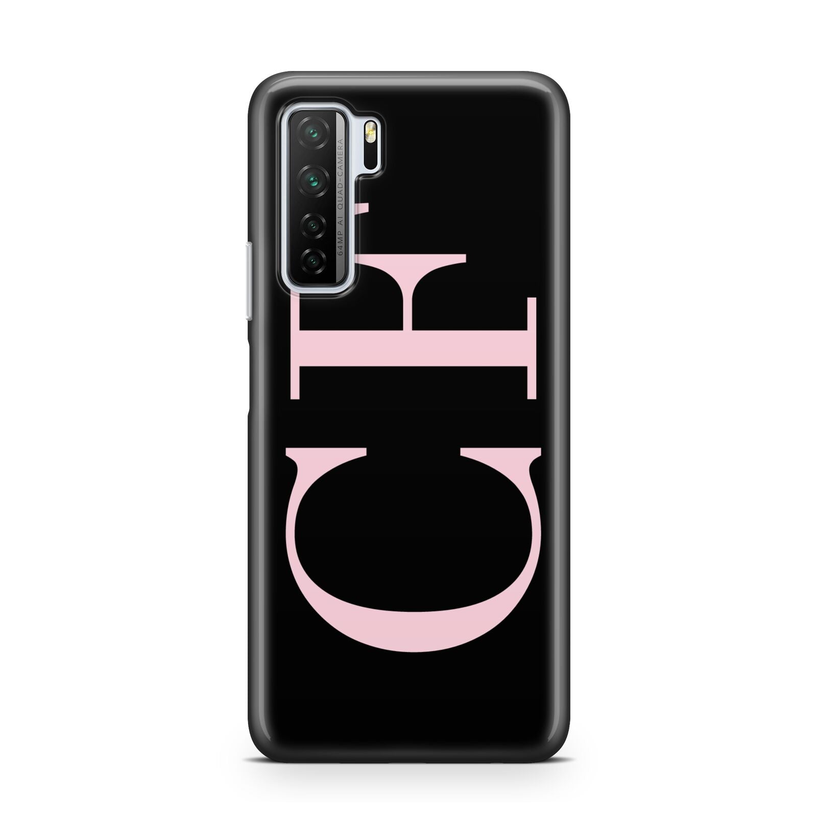 Black with Large Pink Initials Personalised Huawei P40 Lite 5G Phone Case