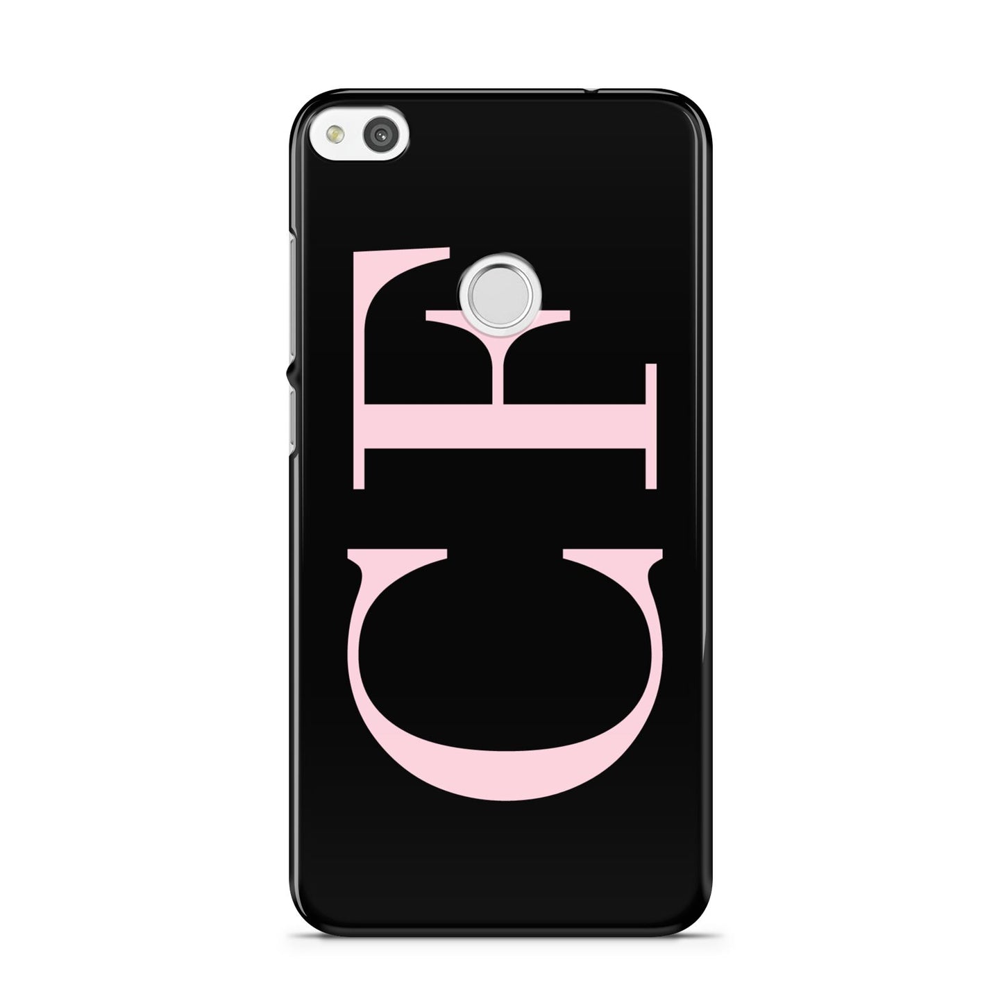 Black with Large Pink Initials Personalised Huawei P8 Lite Case