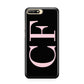 Black with Large Pink Initials Personalised Huawei Y6 2018