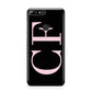 Black with Large Pink Initials Personalised Huawei Y7 2018
