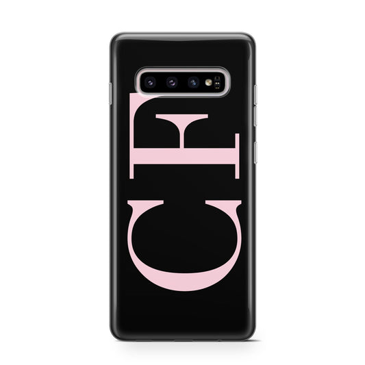 Black with Large Pink Initials Personalised Protective Samsung Galaxy Case