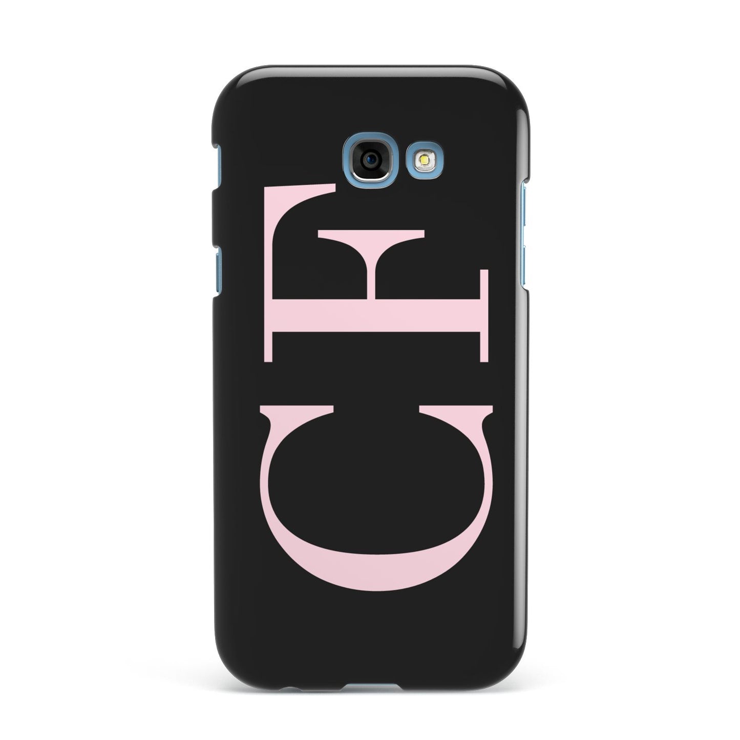 Black with Large Pink Initials Personalised Samsung Galaxy A7 2017 Case