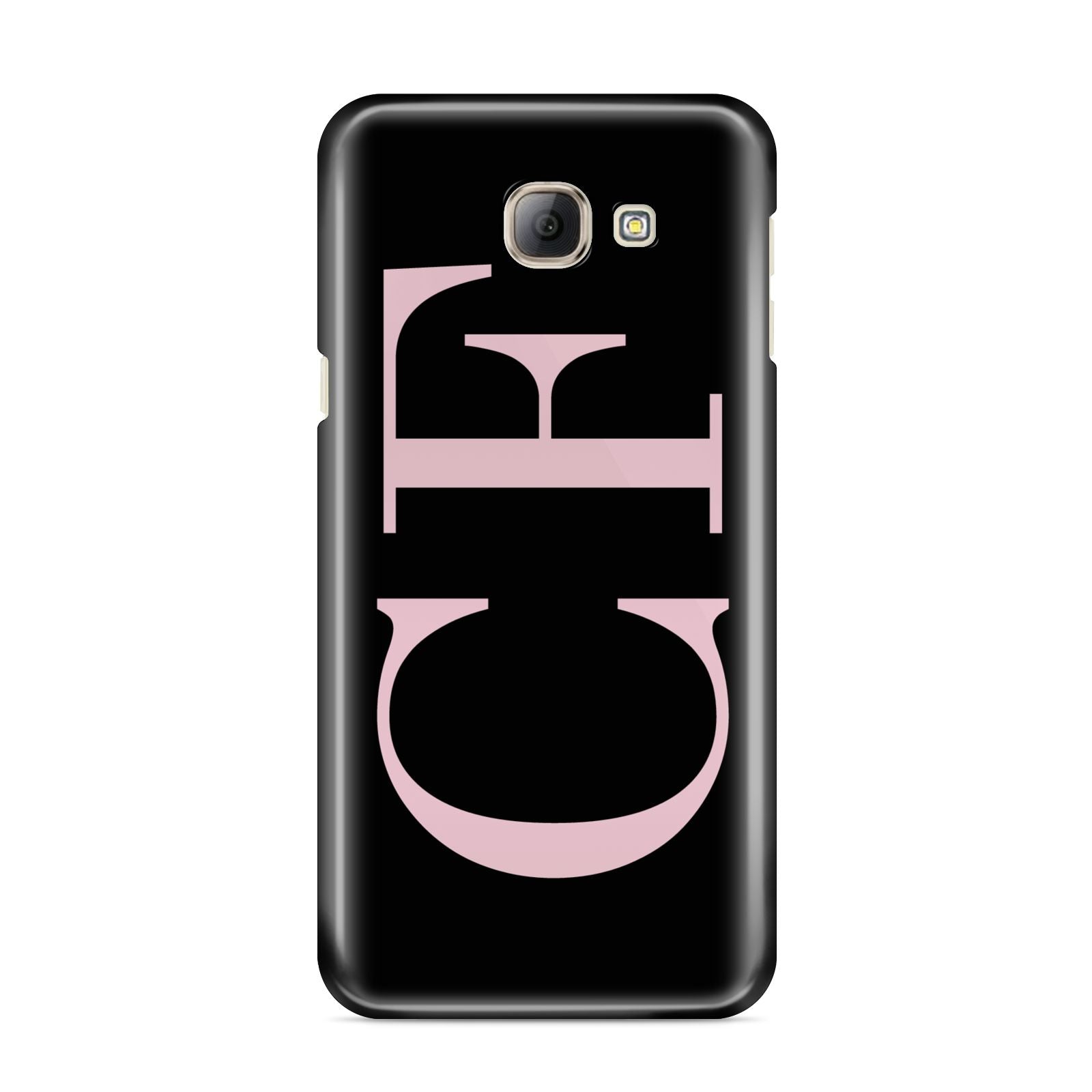 Black with Large Pink Initials Personalised Samsung Galaxy A8 2016 Case