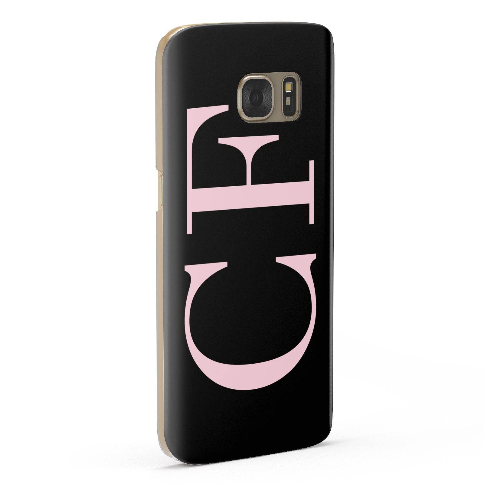 Black with Large Pink Initials Personalised Samsung Galaxy Case Fourty Five Degrees