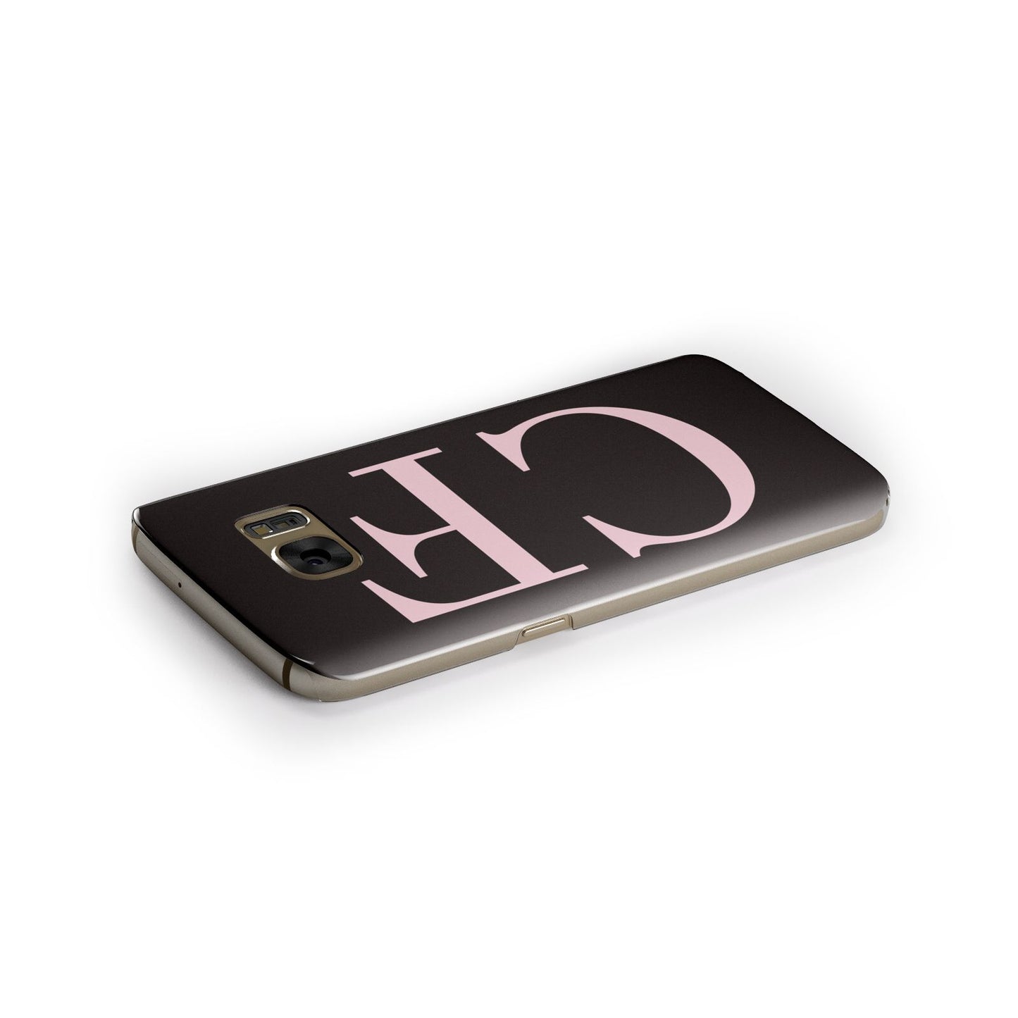 Black with Large Pink Initials Personalised Samsung Galaxy Case Side Close Up