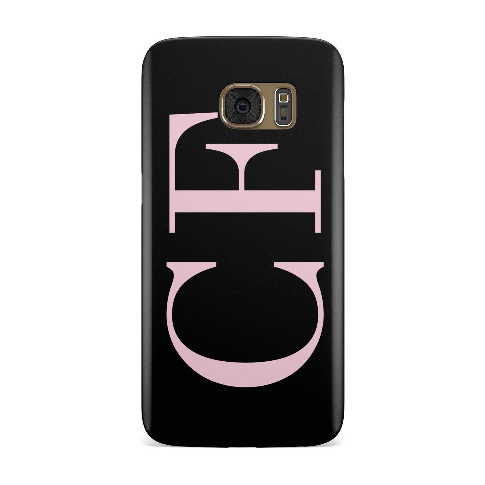 Black with Large Pink Initials Personalised Samsung Galaxy Case