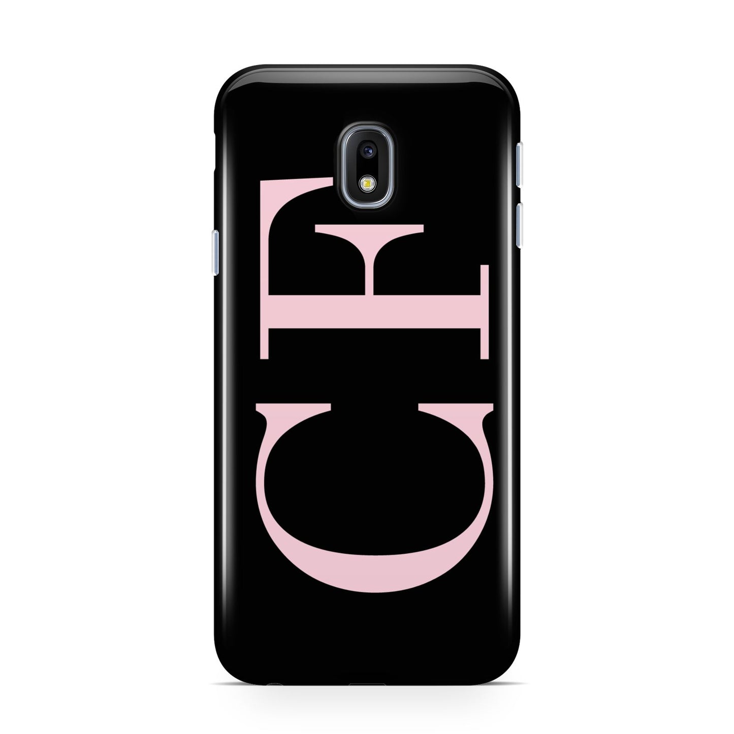 Black with Large Pink Initials Personalised Samsung Galaxy J3 2017 Case