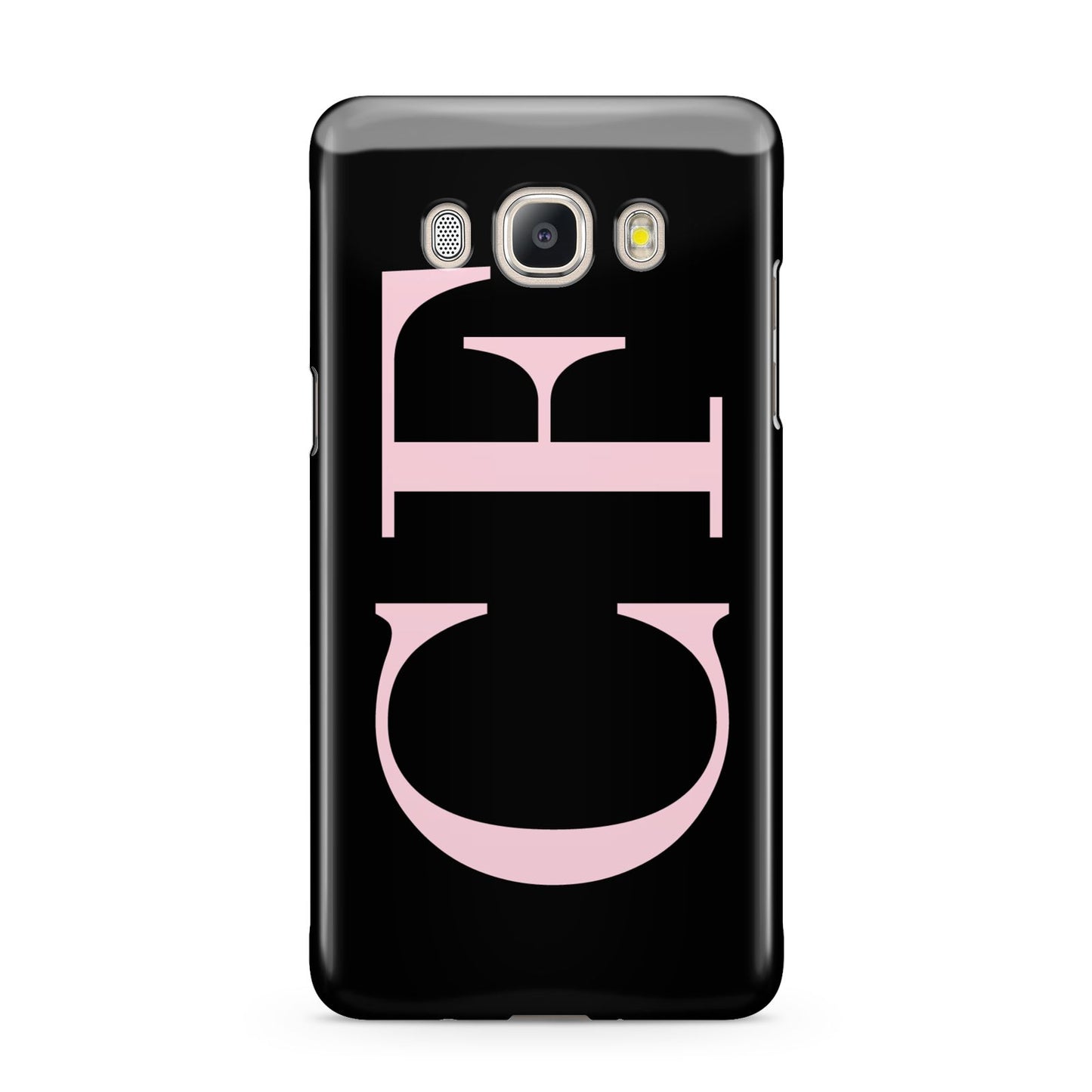 Black with Large Pink Initials Personalised Samsung Galaxy J5 2016 Case