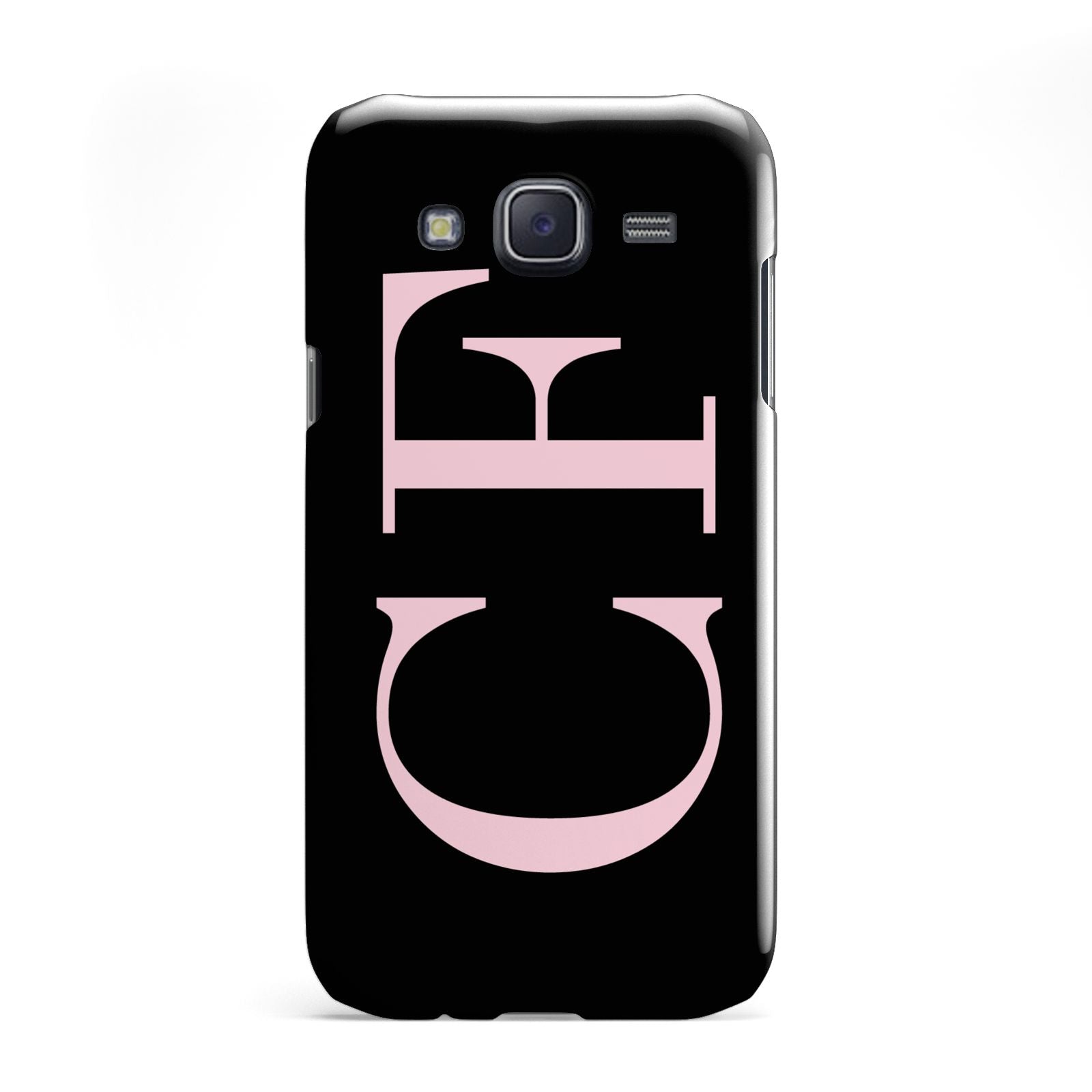 Black with Large Pink Initials Personalised Samsung Galaxy J5 Case