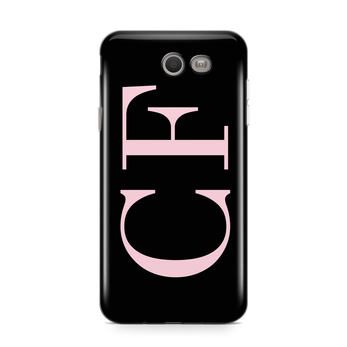 Black with Large Pink Initials Personalised Samsung Galaxy J7 2017 Case