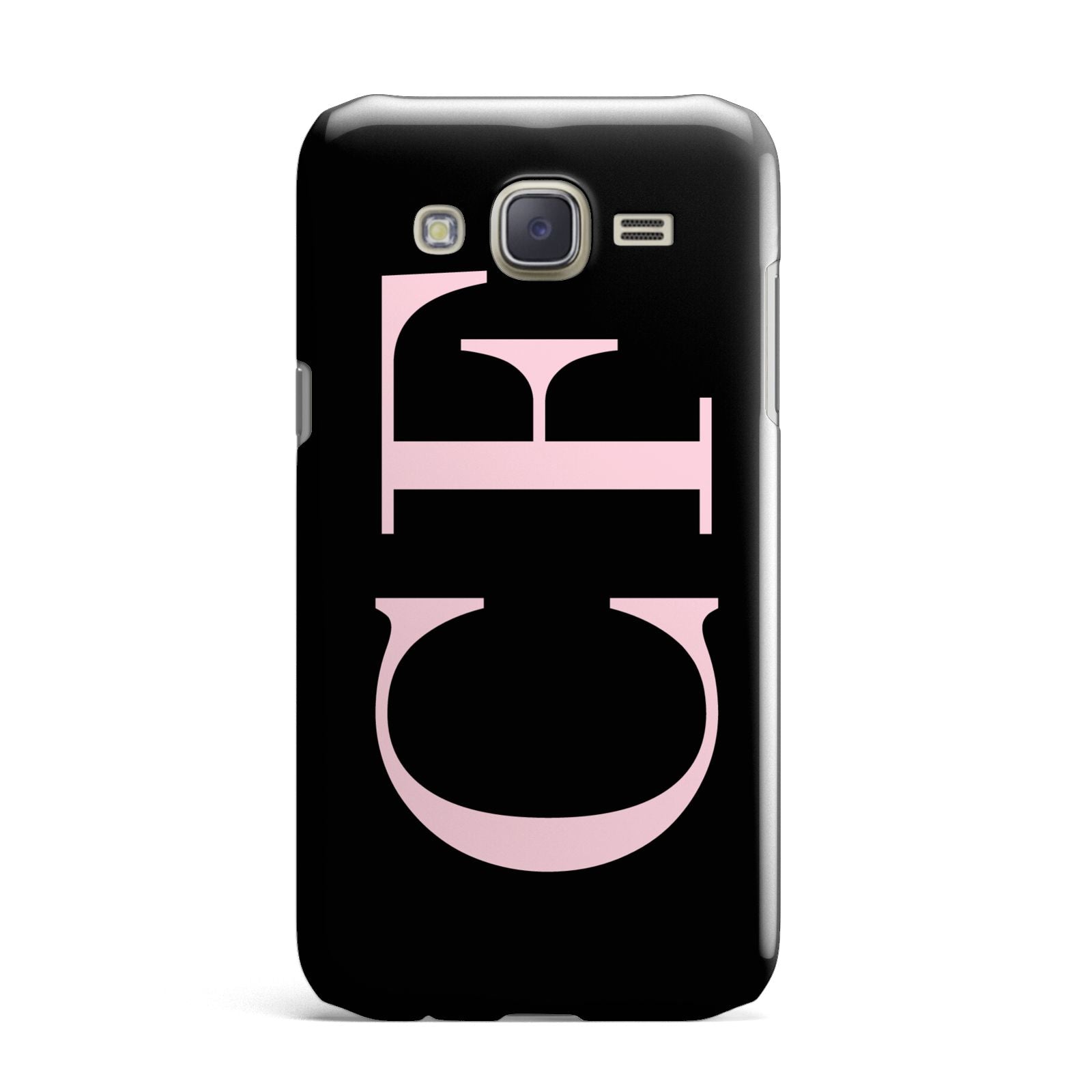 Black with Large Pink Initials Personalised Samsung Galaxy J7 Case