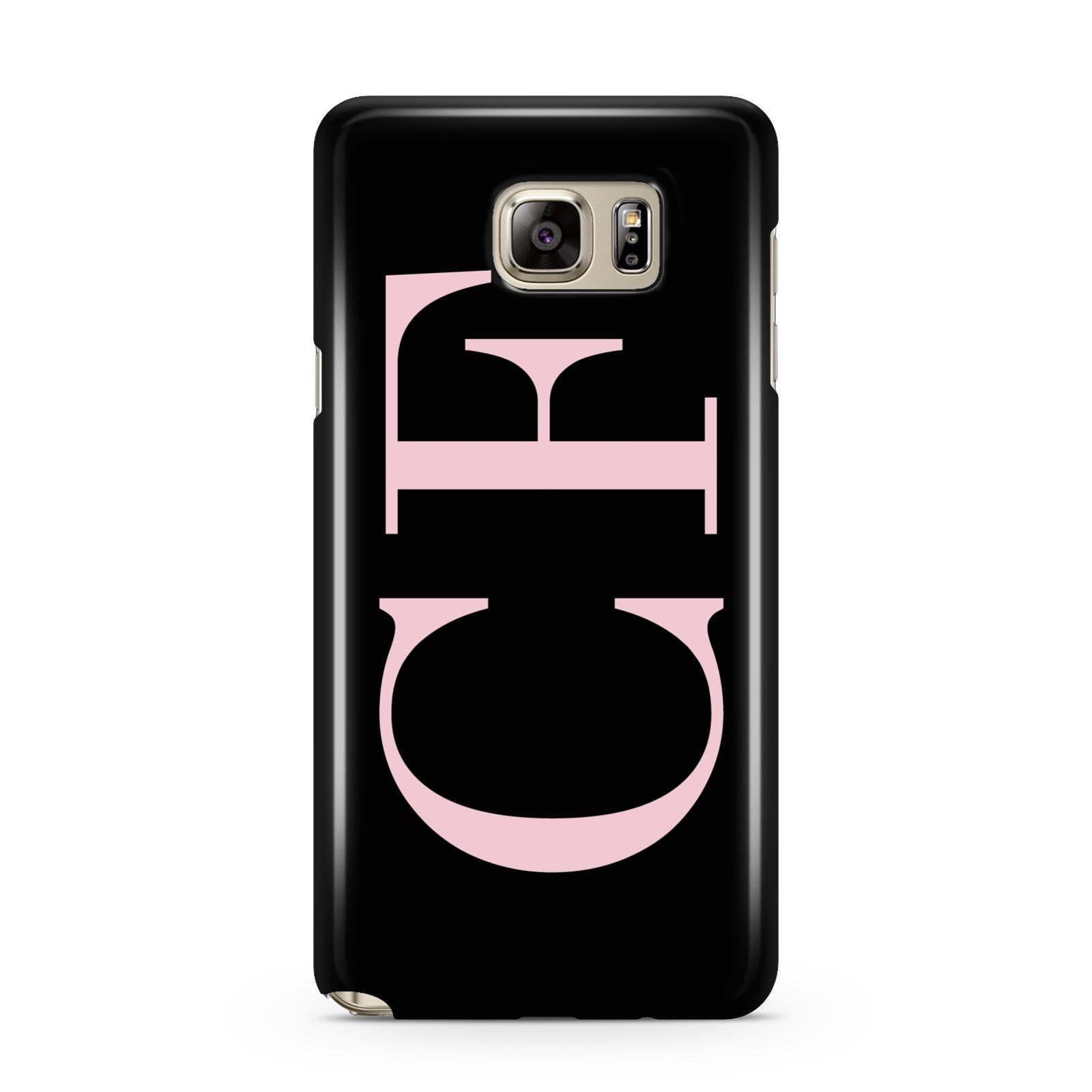 Black with Large Pink Initials Personalised Samsung Galaxy Note 5 Case