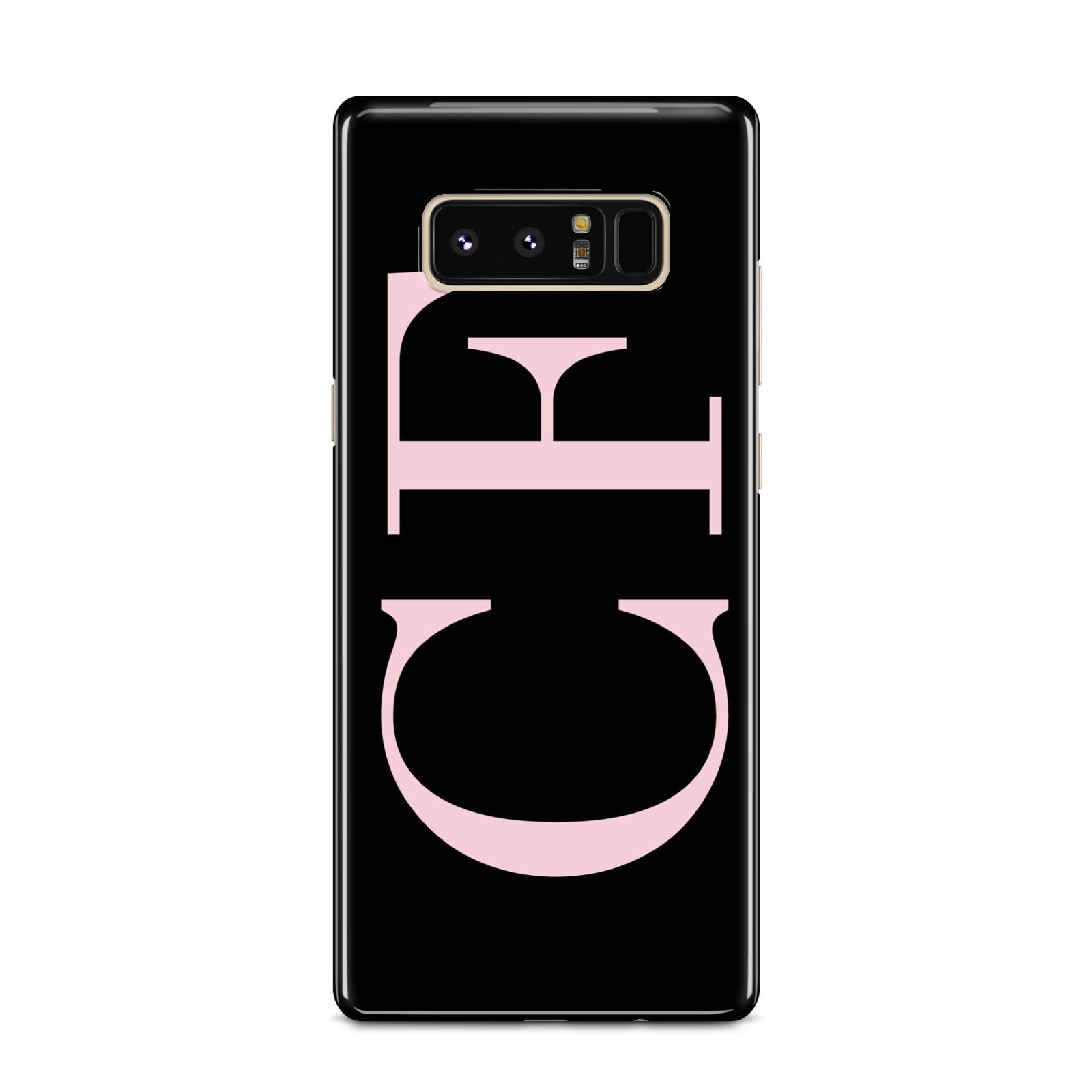 Black with Large Pink Initials Personalised Samsung Galaxy Note 8 Case