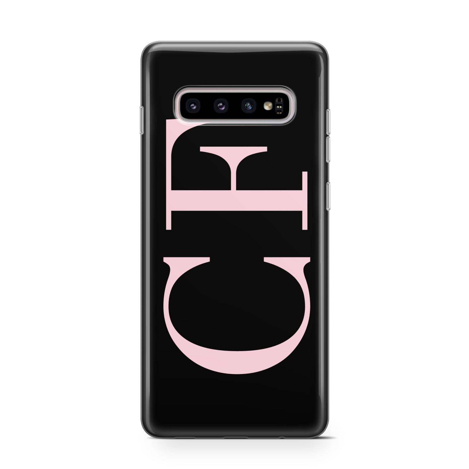 Black with Large Pink Initials Personalised Samsung Galaxy S10 Case