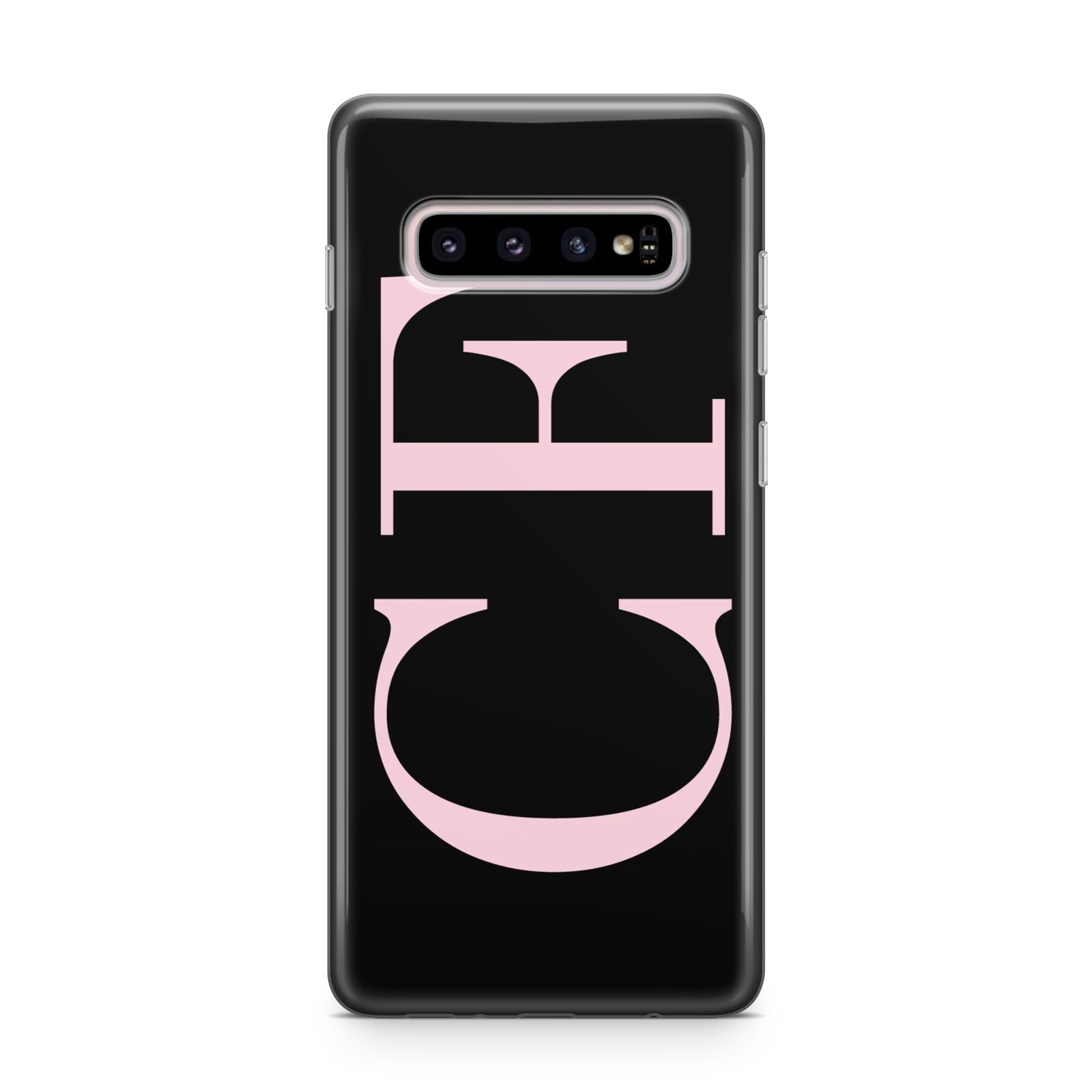 Black with Large Pink Initials Personalised Samsung Galaxy S10 Plus Case