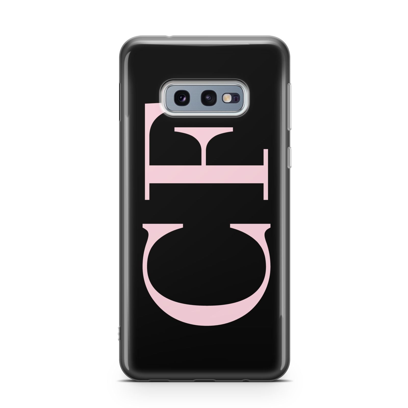 Black with Large Pink Initials Personalised Samsung Galaxy S10E Case